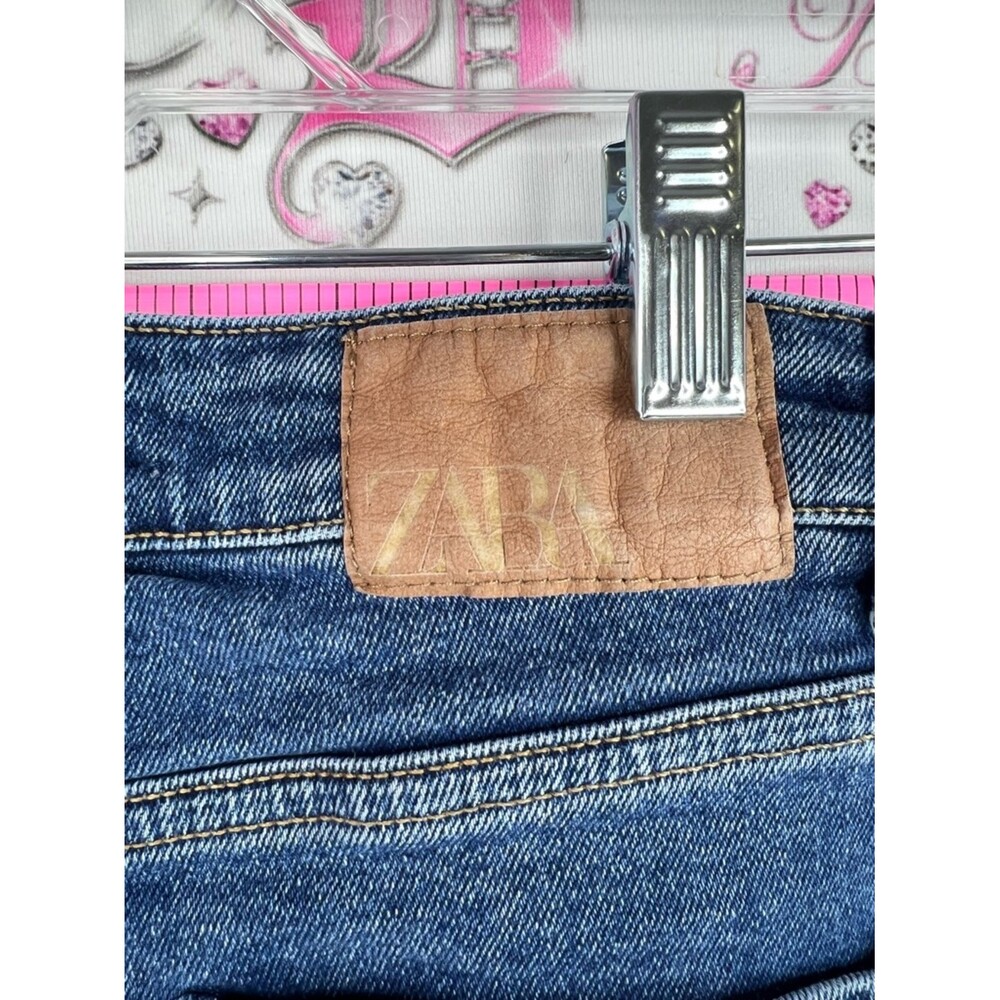 Zara jeans denim distressed him light Blue Straight-Leg Jeans - Picture 9 of 10